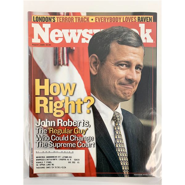 Newsweek Magazine August 1 2005 John Roberts Cover