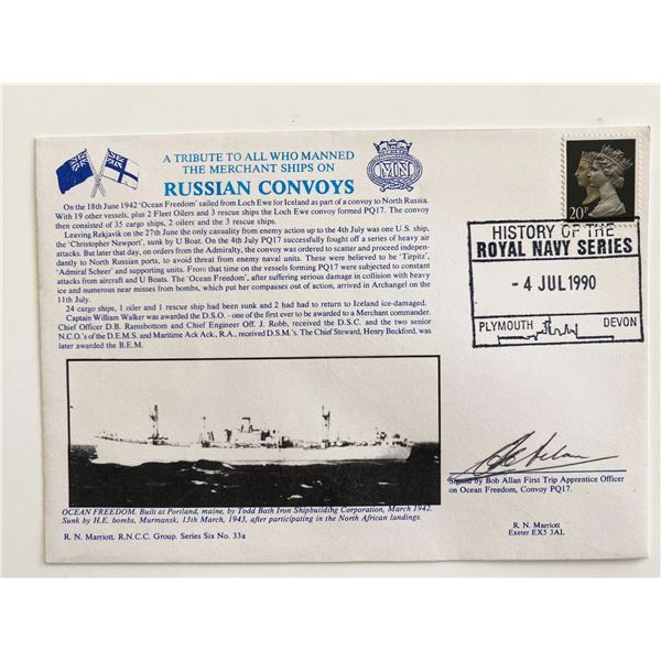 WWII Russian Convoys Royal Naval Signed Commemorative Cover