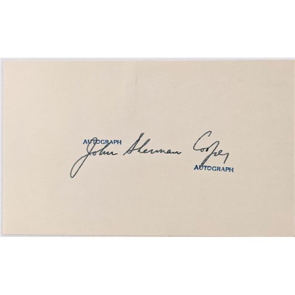 Kentucky Senator John Sherman Cooper autograph