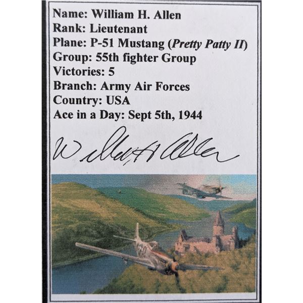 William  H.  Allen signed Wolrld War ll Ace card