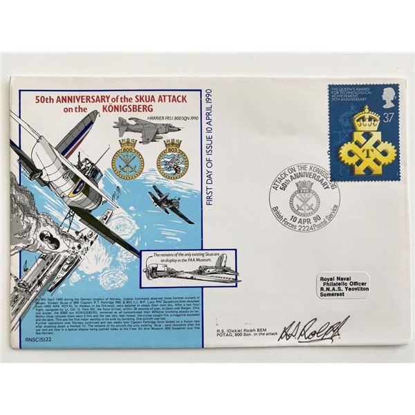 WWII 50th Anniversary of the Skua Attack on the KÃ¶nigsberg R.S. Rolph Signed Commemorative First Da
