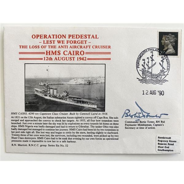 WWII Operation Pedestal HMS Cairo Commemorative Signed Cover