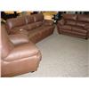 Image 1 : Brown Leather 3pc Sofa Set