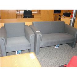 Grey Reception Sofa With 2 Chairs