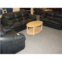 Black Leather 3 Pc Sofa Set