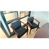 Image 2 : MAHOGANY FINISH OFFICE SET - DESK, BOOKSHELF, FILING CABINET, (2) CLIENT CHAIRS AND