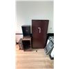 Image 8 : CONTENTS OF OFFICE - DIS-ASSEMBLED DESK, ROUND TABLE, (2) WATER COOLERS, WOODEN CHAIR AND