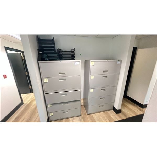 2 PROSOURCE 5 DRAWER GREY METAL LATERAL FILING CABINETS