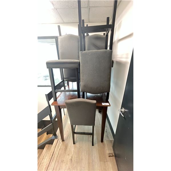 COUNTER HEIGHT DINING TABLE W/LEAF AND (8) CHAIRS