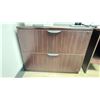 Image 2 : 3PCS. MAHOGANY FINISH OFFICE SET - COMPUTER DESK, 2 DRAWER FILING CABINET & OFFICE CHAIR