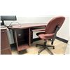 Image 3 : 3PCS. MAHOGANY FINISH OFFICE SET - COMPUTER DESK, 2 DRAWER FILING CABINET & OFFICE CHAIR