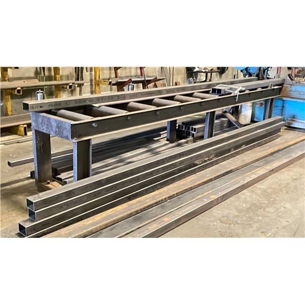 HEAVY DUTY STEEL MATERIAL ROLLER CONVEYOR - APPROX.167" ACROSS X 24" WIDE X 36" HIGH