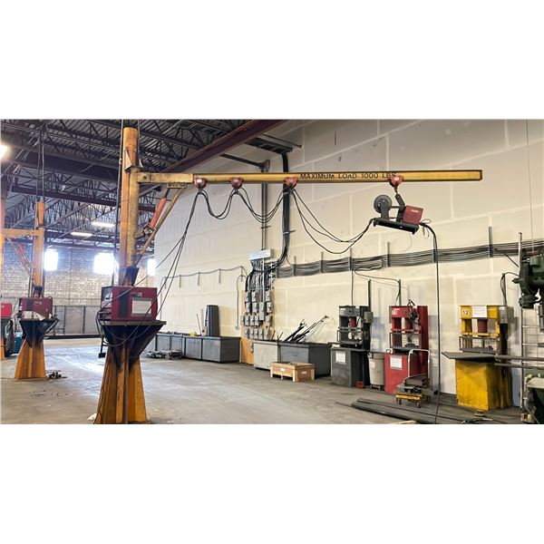 1000 LBS. CAPACITY SWING ARM JIB CRANE - APPROX. 15FT HIGH WITH 16FT ARM