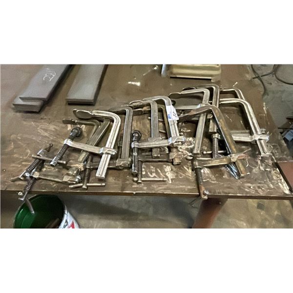 GROUP OF 12 INDUSTRIAL STEEL C-CLAMPS