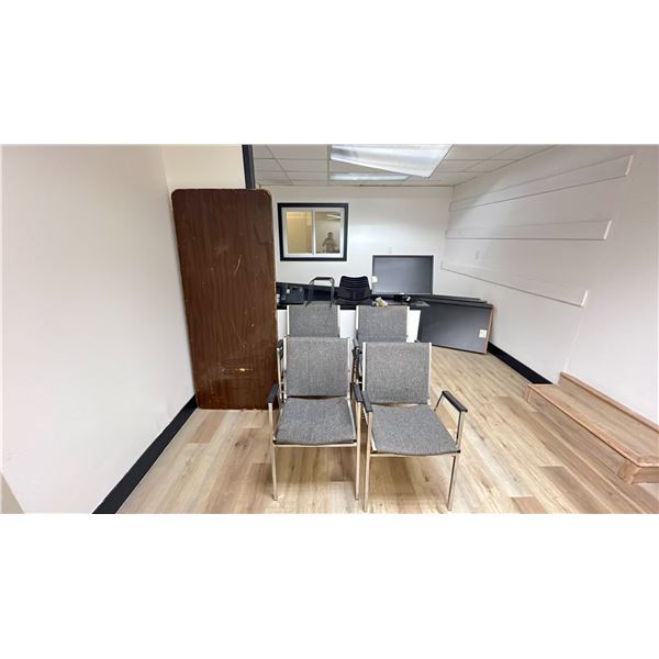 CONTENTS OF UPSTAIRS OFFICE INCLUDING OFFICE CHAIRS, MONITOR, TABLE, PHONE & MORE * MUST TAKE ALL *