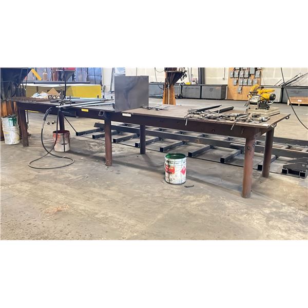 HEAVY DUTY STEEL WORK TABLE WITH 1" THICK TOP X 189" ACROSS X 48" WIDE X 36" HIGH