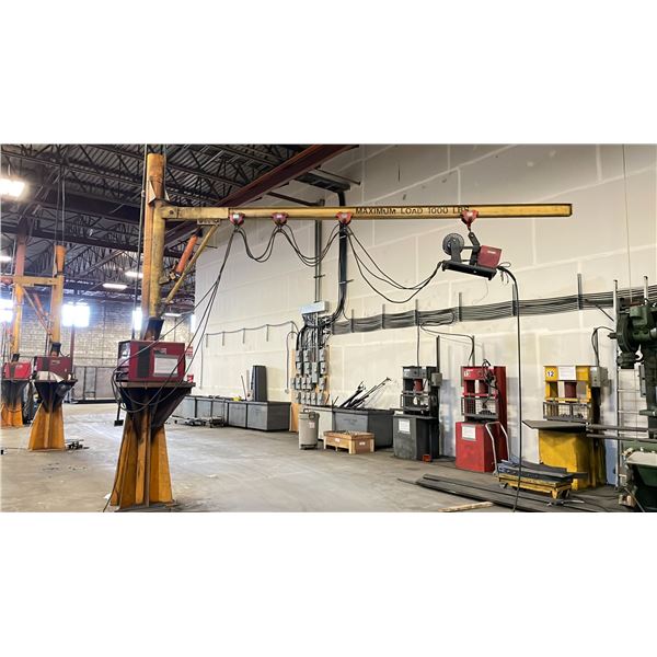 1000 LBS. CAPACITY SWING ARM JIB CRANE - APPROX. 15FT HIGH WITH 16FT ARM