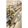 Image 4 : 2 STEEL STORAGE RACKS WITH ASSORTED  STEEL MATERIAL - YELLOW RACK APPROX. 106" ACROSS X 16"