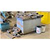 Image 1 : METAL SCRAP BIN W/FORKLIFT SLOTS AND ASSORTED STEEL SCRAP MATERIAL