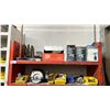 Image 2 : WELDED METAL SHELF UNIT WITH ASSORTED TOOLS, HARDWARE AND SHOP SUPPLIES