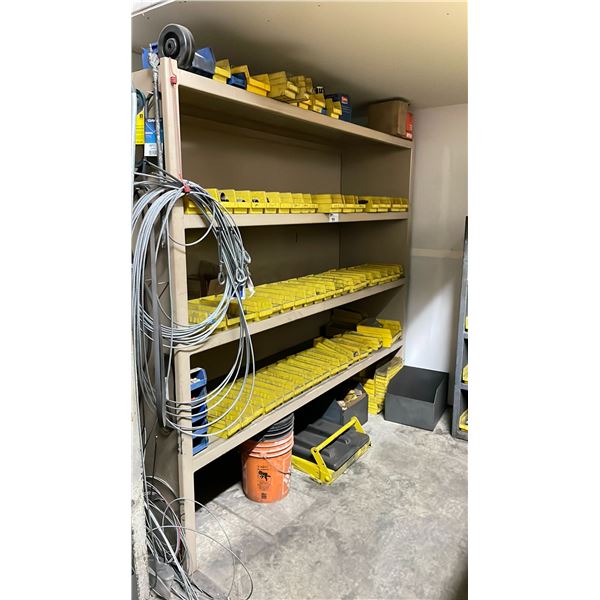 WELDED METAL SHELF UNIT W/CONTENTS - LARGE QUANTITY & ASSORTMENT OF BRASS FITTINGS,