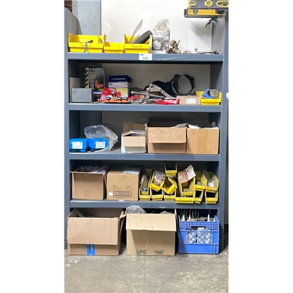 WELDED METAL SHELF UNIT W/CONTENTS - LARGE QUANTITY & ASSORTMENT OF TOOLS, HARDWARE,