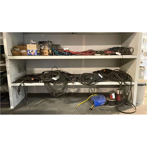 LARGE GROUP OF WELDING LINES (ARC WELDING & OXY/ACETYLENE),  TORCHES, GROUND LINES,