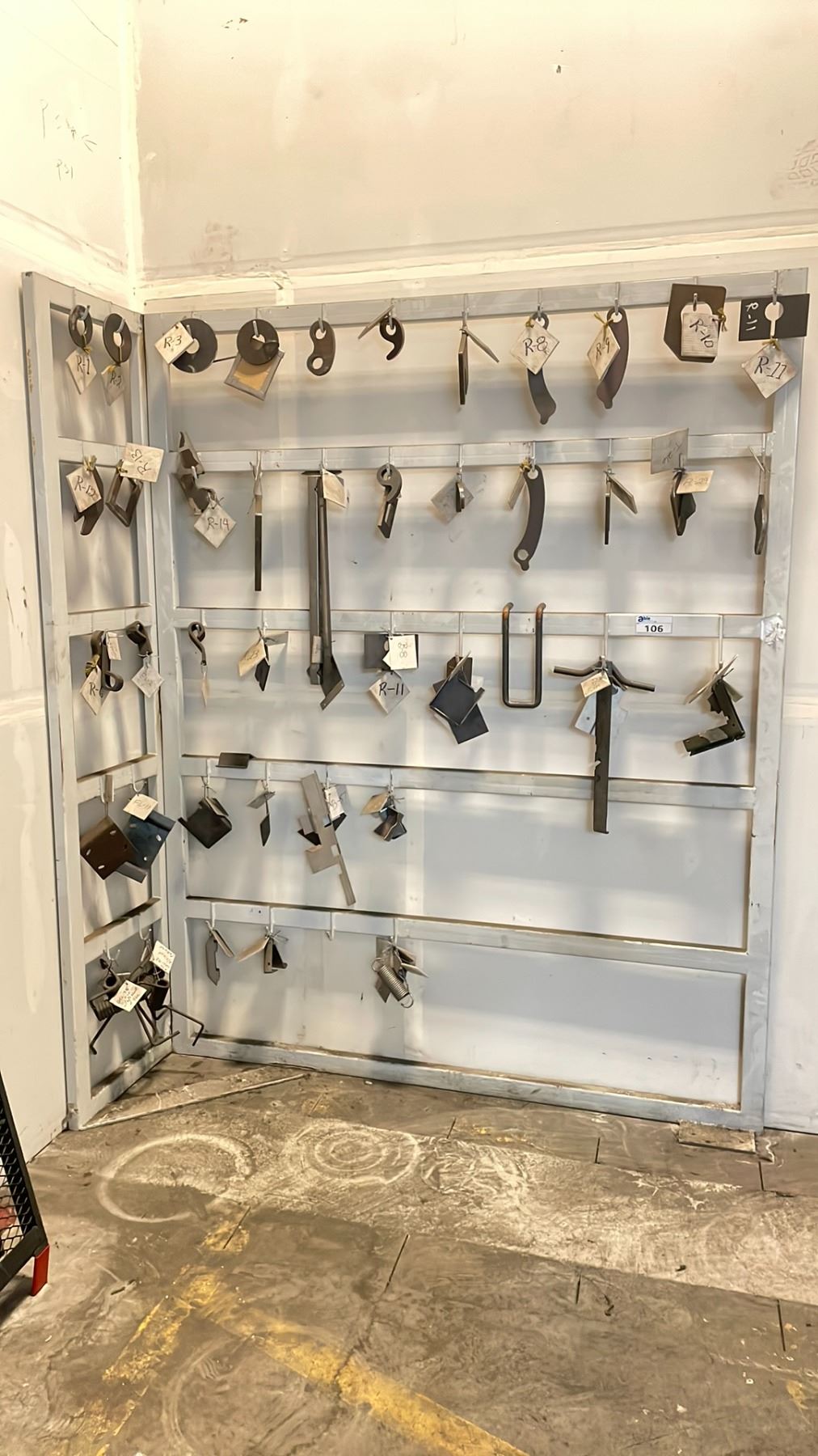 WELDED METAL PARTS STORAGE RACK WITH A LARGE ASSORTMENT OF FABRICATED ...