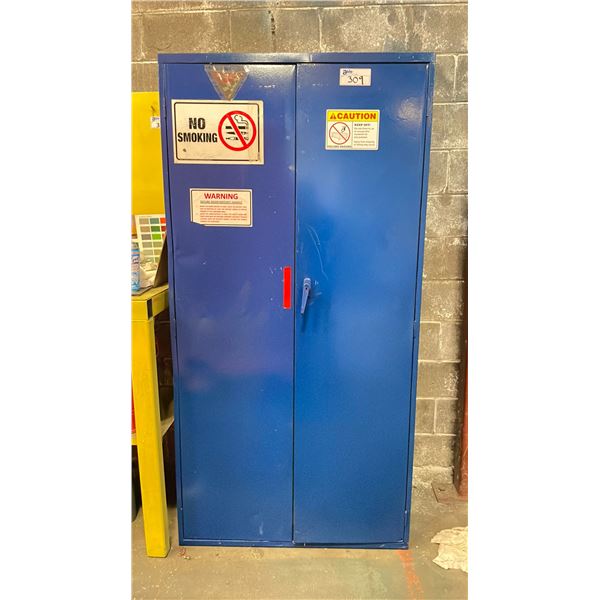BLUE 2- DOOR PAINTER CABINET - 4 SHELVES WITH CONTENTS INCLUDED