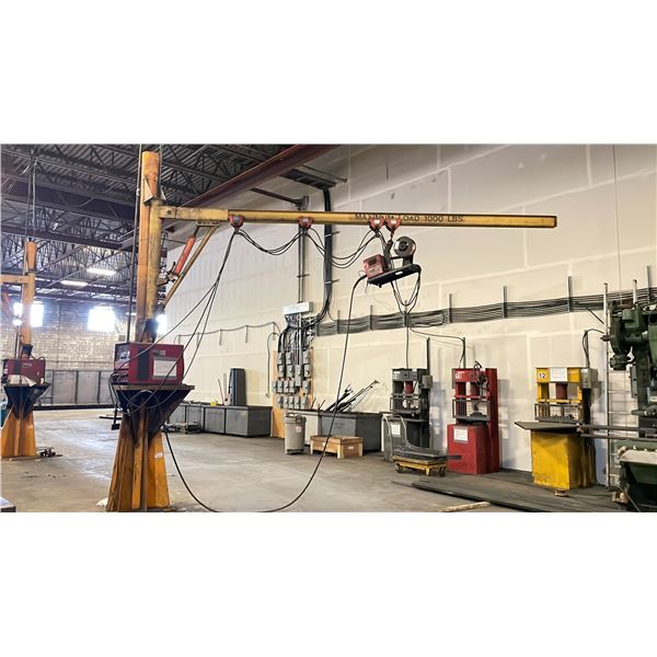 1000 LBS. CAPACITY SWING ARM JIB CRANE - APPROX. 15FT HIGH WITH 16FT ARM
