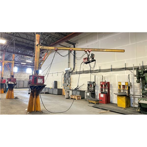 1000 LBS. CAPACITY SWING ARM JIB CRANE - APPROX. 15FT HIGH WITH 16FT ARM