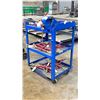 Image 2 : BLUE HEAVY DUTY METAL  3 SHELF ROLLING CART WITH VISE ATTACHED