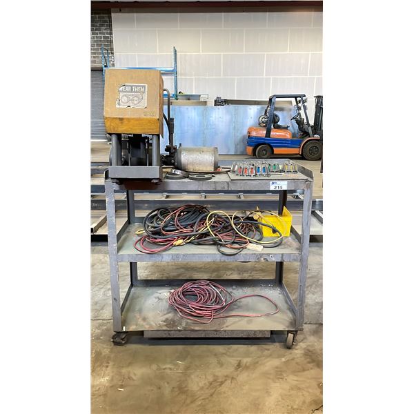 HEAVY DUTY 3 SHELF ROLLING CART WITH ELECTRIC HYDRAULIC PRESS, CONTENTS INCLUDED, INCLUDING GROUP