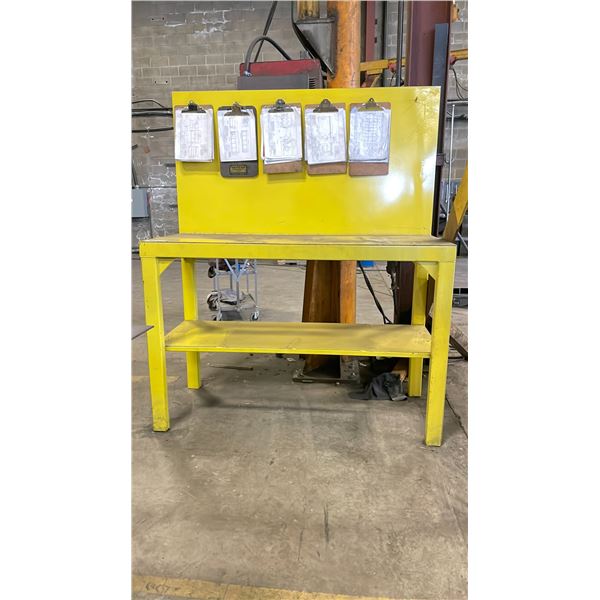 WELDED STEEL WORKBENCH WITH BACKRACK - APPROX. 60" ACROSS X 24" WIDE X 72" HIGH