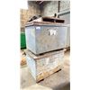 Image 1 : 2 METAL SHOP BINS W/LIDS, PALLET OF SCRAP METAL *CONTENTS INCLUDED*