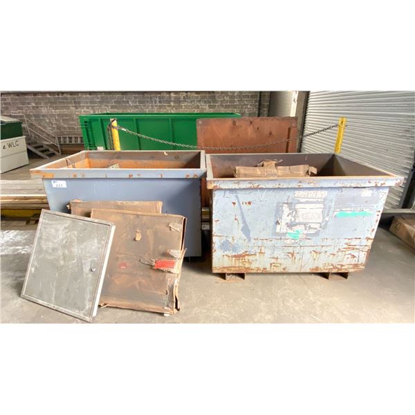 2 METAL SHOP BINS WITH ELECTRICAL PARTS, BOLTS & ASSORTED ITEMS *CONTENTS INCLUDED*
