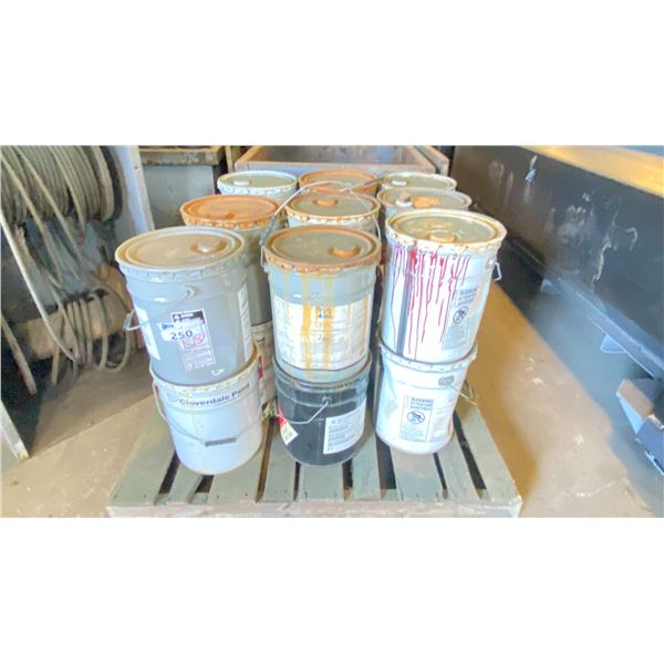 PALLET OF INDUSTRIAL ASSORTED PAINT AND OR CHEMICALS