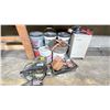Image 2 : LOT OF ASSORTED SPRAY ADHESIVE, RYOBI CHOP SAW, ELECTRIC RYOBI SANDER, ASSORTED LONG LUMBER,