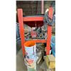 Image 10 : ORANGE STEEL SHELVING UNIT WITH CONTENTS, WELDERS, FEEDERS, PARTS, BINS, HOSES & MORE