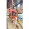 Image 2 : ORANGE STEEL SHELVING UNIT WITH CONTENTS, WELDERS, FEEDERS, PARTS, BINS, HOSES & MORE