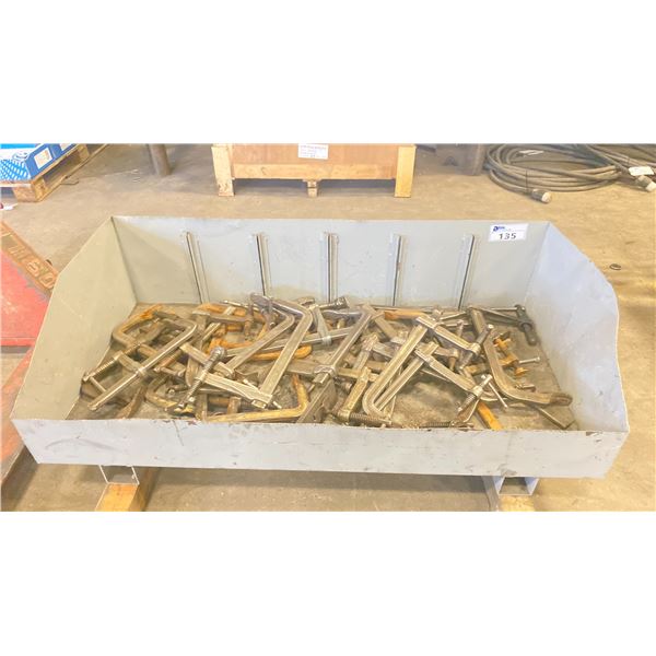GROUP OF APPOX 25 WELDERS C-CLAMPS INCLUDES METAL PARTS BOX
