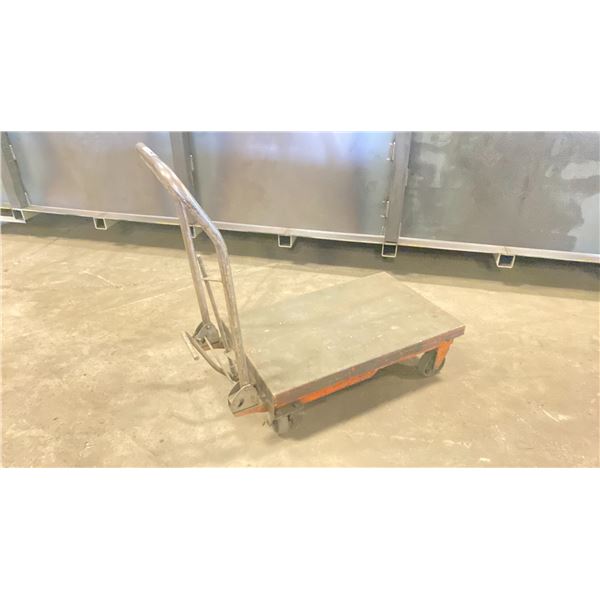 HYDRAULIC LIFT MOBILE PLATFORM DOLLY * MAY REQUIRE REPAIR OR HYDRAULIC FLUID *