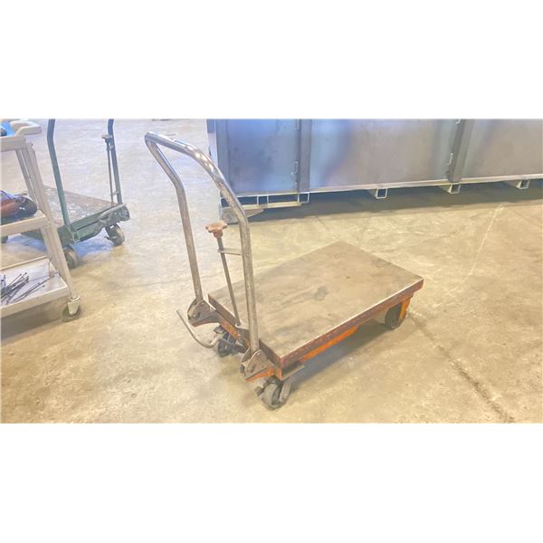 HYDRAULIC LIFT MOBILE PLATFORM DOLLY * MAY REQUIRE REPAIR OR HYDRAULIC FLUID *