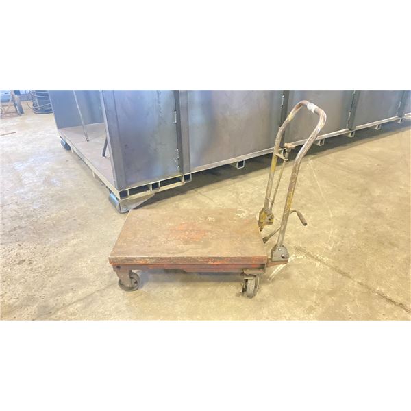 HYDRAULIC LIFT MOBILE PLATFORM DOLLY * MAY REQUIRE REPAIR OR HYDRAULIC FLUID *