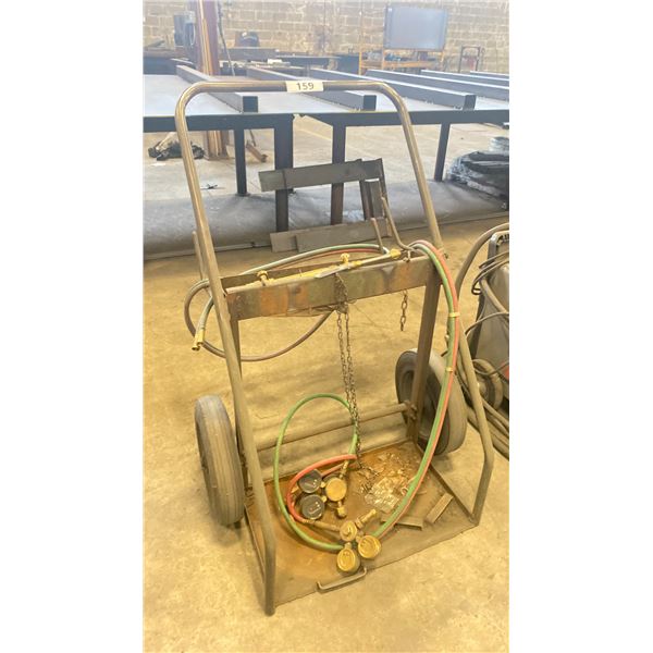 OXY-ACETYLENE WELDING CART W/ TORCH, HOSE LINES & GAUGES
