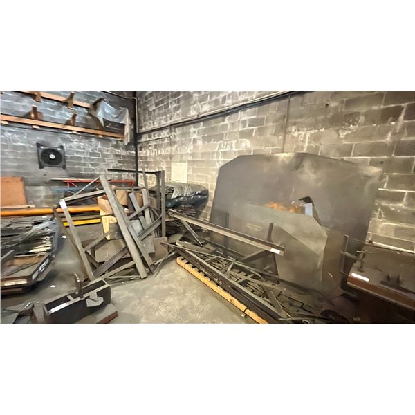 LARGE GROUP OF METAL MATERIAL PARTS AND SOME SCRAP ASSORTED SIZES LENGTHS AND DIMENSIONS