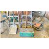 Image 4 : GROUP OF 5 ASSORTED STEP LADDERS, RIGID SHOP VAC, FAN, EXTENSION CORD, TOOLBOX, 2 BROOMS & 1 BARN