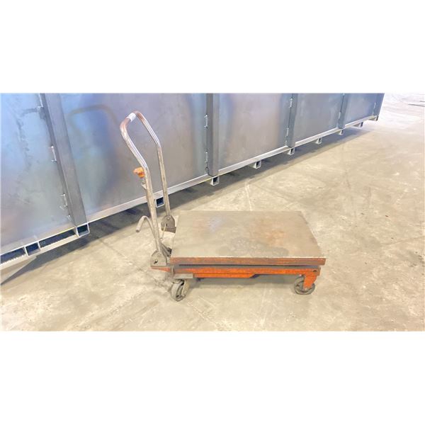 HYDRAULIC LIFT MOBILE PLATFORM DOLLY * MAY REQUIRE REPAIR OR HYDRAULIC FLUID *