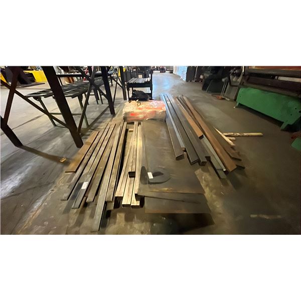 INDUSTRIAL 2 TIER MATERIAL RACK APPROX ( 50"H X 61"L X 39"D ) WITH LARGE GROUP OF ASSORTED