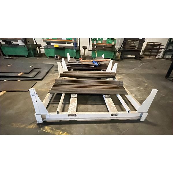 2 SECTIONS OF INDUSTRIAL MATERIAL RACKING APPROX ( 29"H X 84"W X 64"D ) WITH ASSORTED METAL